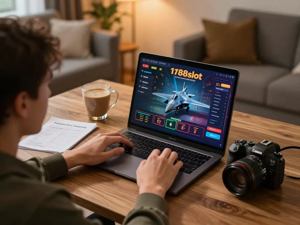 Engaging gaming session featuring the f168slot casino interface on a laptop while strategizing notes are visible.