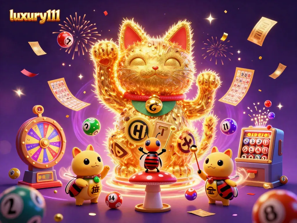 Engage with luxury111's ultimate lotto experience, where golden fireflies embody fortune amidst vibrant games.