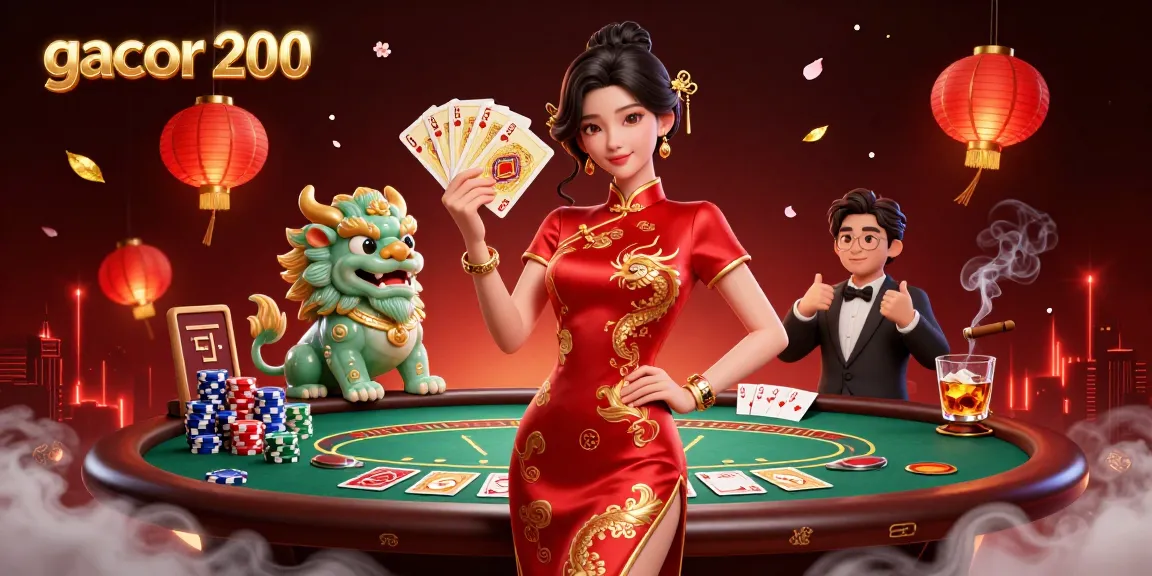 Experience the excitement of gacor 200 with a vibrant casino scene full of action and style.