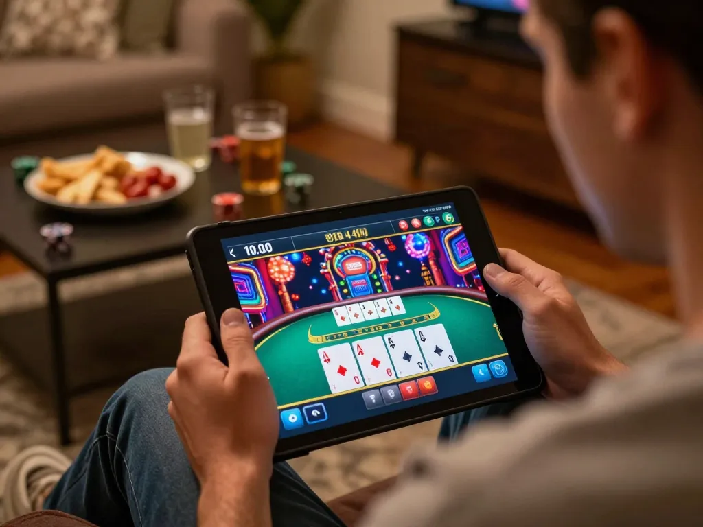 Player engages in live dealer blackjack at nhà cái cm88, highlighting an exciting at-home gaming experience.