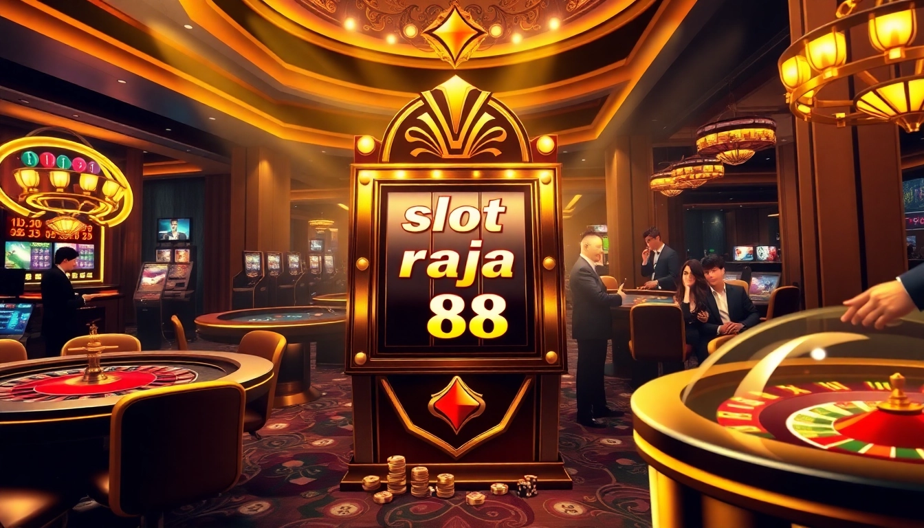 Engaged players enjoying the slot api raja 88 in a vibrant casino setting with luxury elements.