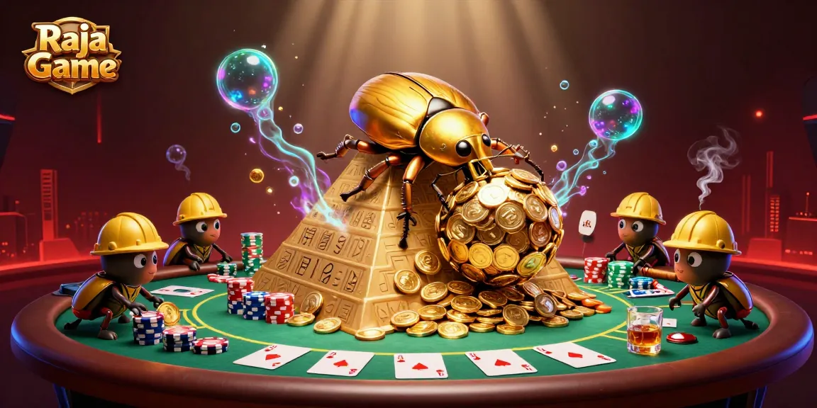 Engage in exciting gaming with Raja Game's colorful and dynamic casino illustration.