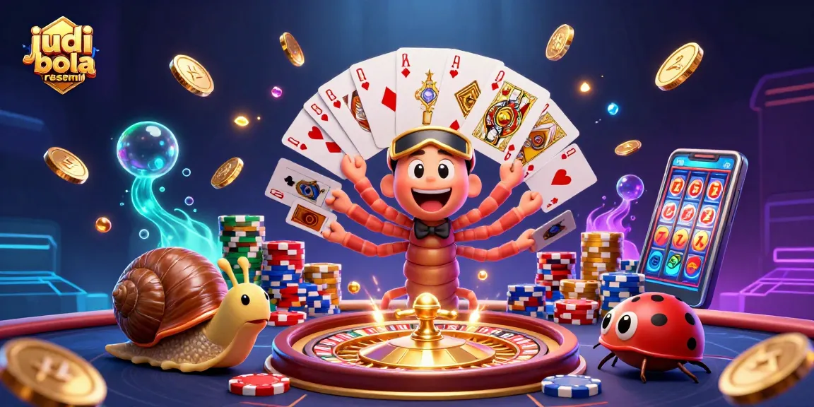 Experience judi bola resmi with an exciting scene featuring playful characters and vibrant casino elements.