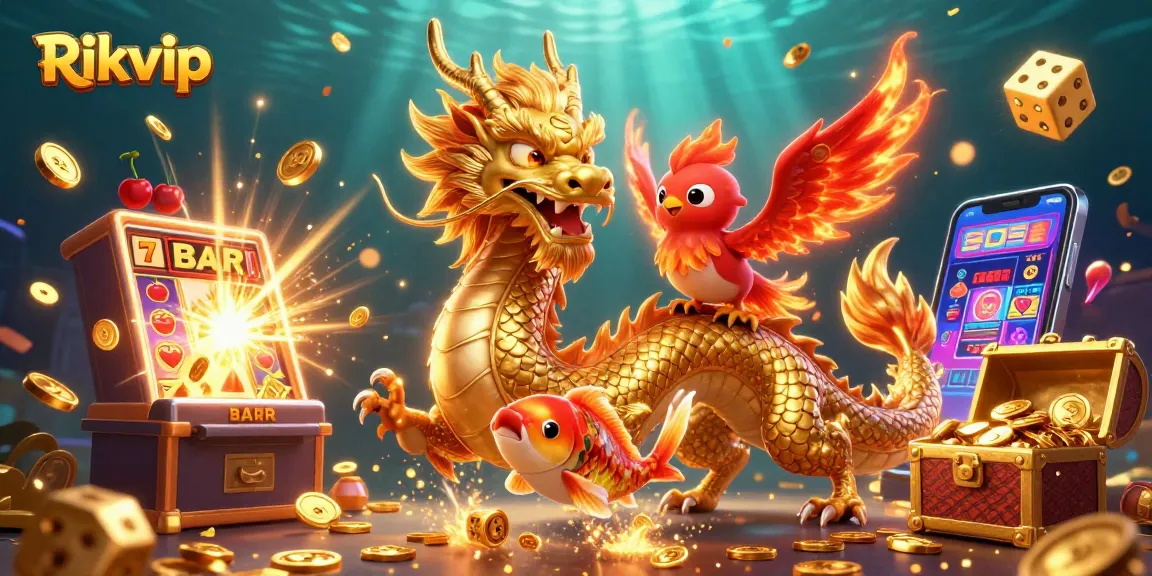 Engage in the vibrant world of Rikvip with glowing dragons, coins, and jackpot excitement.