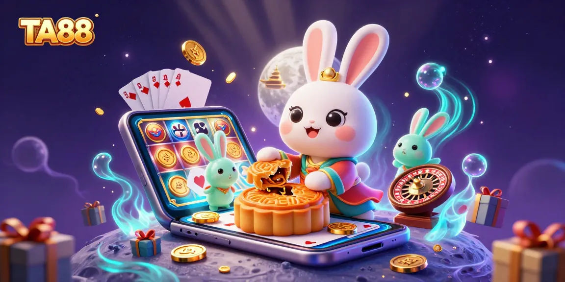 Engage in TA88’s lively slot gaming experience with enchanting illustrations of moon rabbits.
