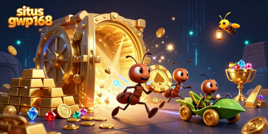 Mainan seru di situs gwp168 dengan chip poker emas yang diangkut semut, menambah keseruan bermain