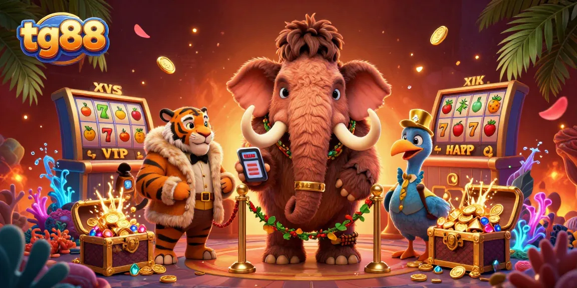Experience the thrill of tg88 casino with vibrant games and cinematic elements in this 3D illustration.