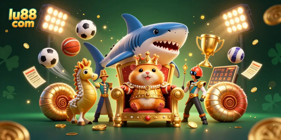 Engage with exciting games on lu88 com featuring a fierce golden hamster king and dynamic sports elements.