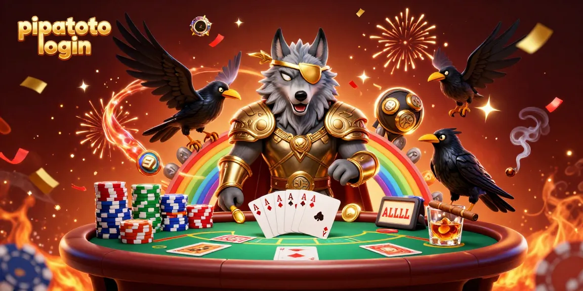 Pipatoto login showcases an exciting 3D scene with Odin and ravens amidst vibrant casino elements.
