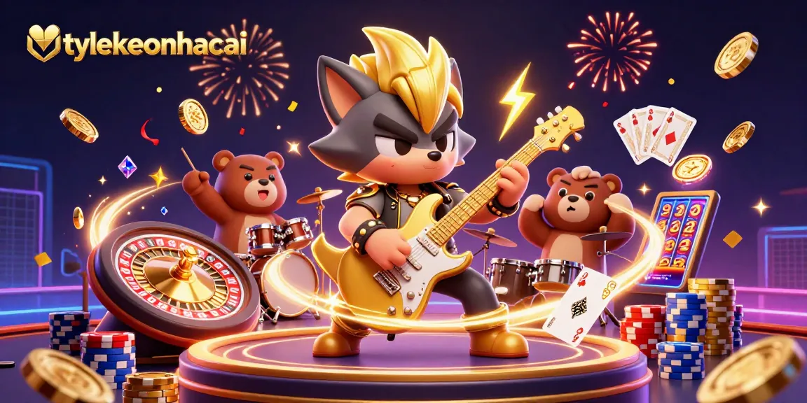 Explore etkylekeonhacai's electrifying casino stage with animated characters and vibrant gambling elements.