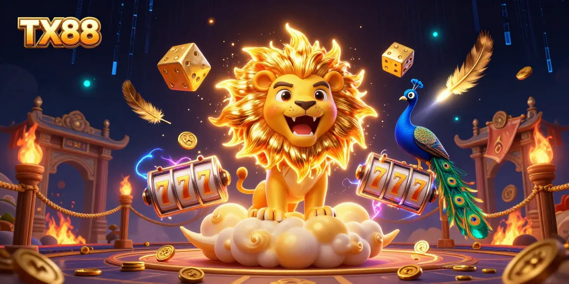 Spin thrilling slots and enjoy vibrant jackpot action with TX88 in this dynamic casino illustration.