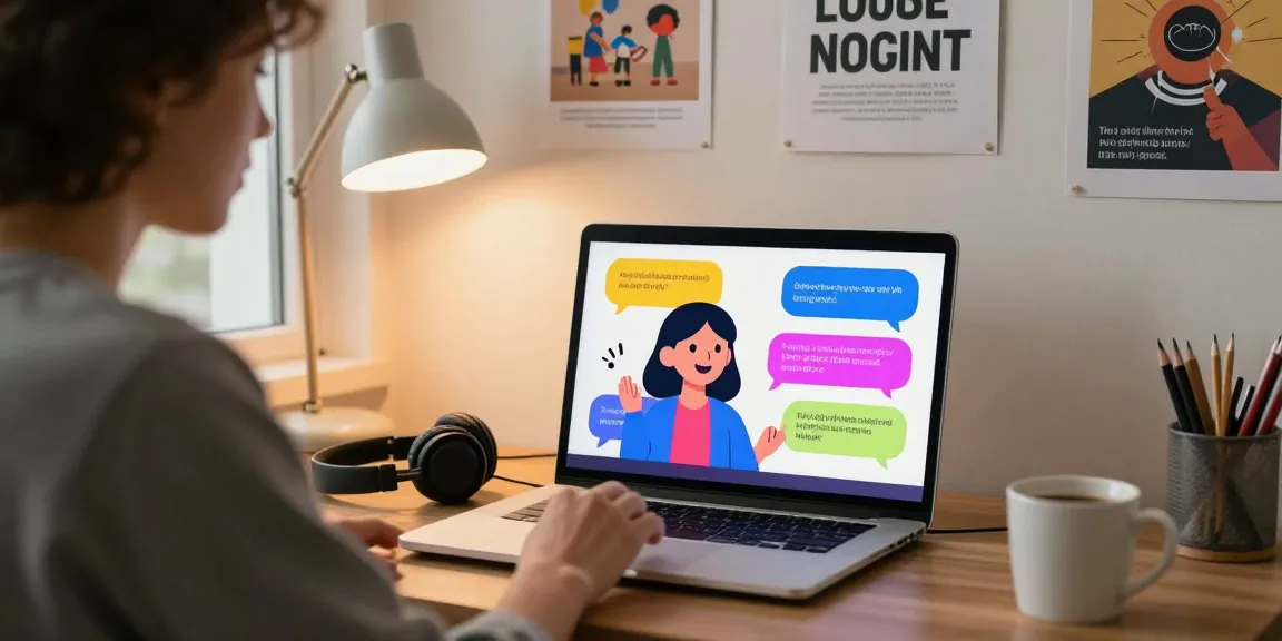 Engaging in an AI spicy chat with a friendly digital character in a cozy workspace.