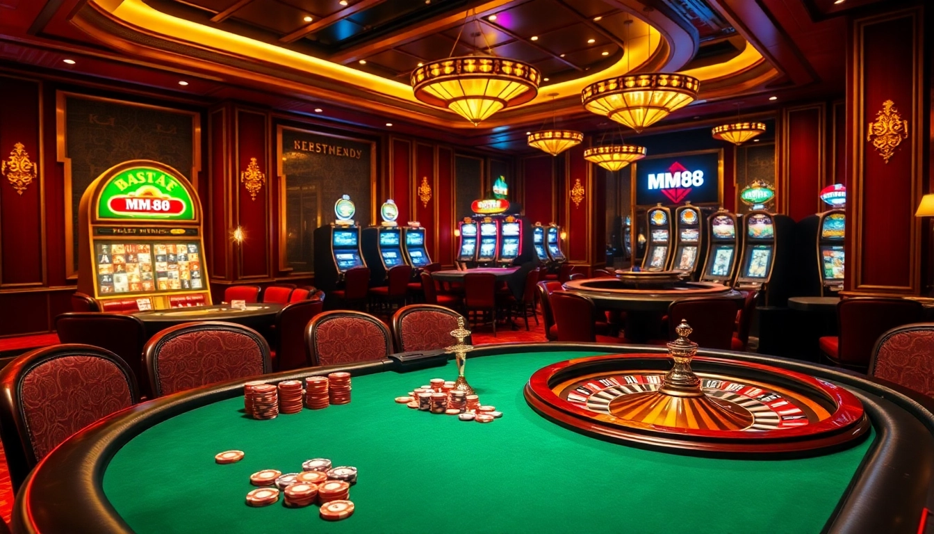 Experience the excitement of MM88 with players celebrating wins at vibrant casino tables.