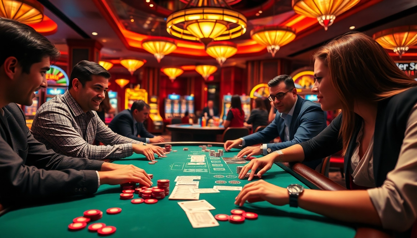 Excited players engaged in high-stakes poker at Hello88 casino.