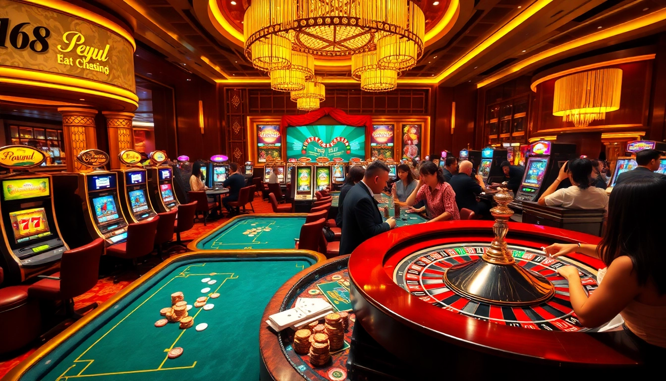 Engage with the exhilarating atmosphere of nhà cái hi88 featuring poker tables and vibrant slot machines.