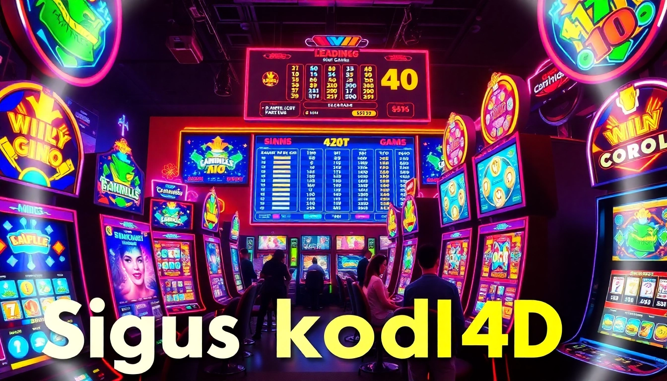 Situs kode4d showcasing vibrant slot machines with players engaging in an exciting gaming experience.