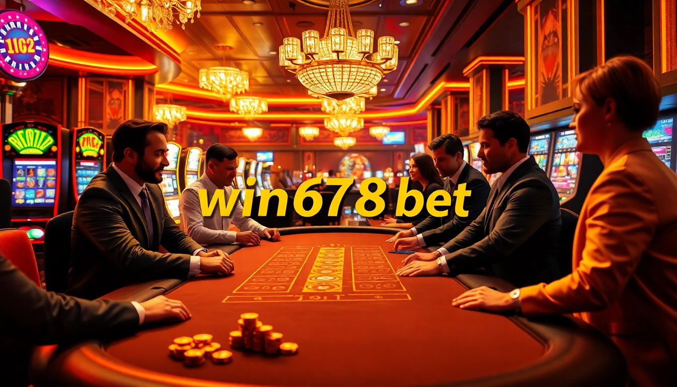 win678 bet players enjoying luxurious casino experience at blackjack table with vibrant atmosphere