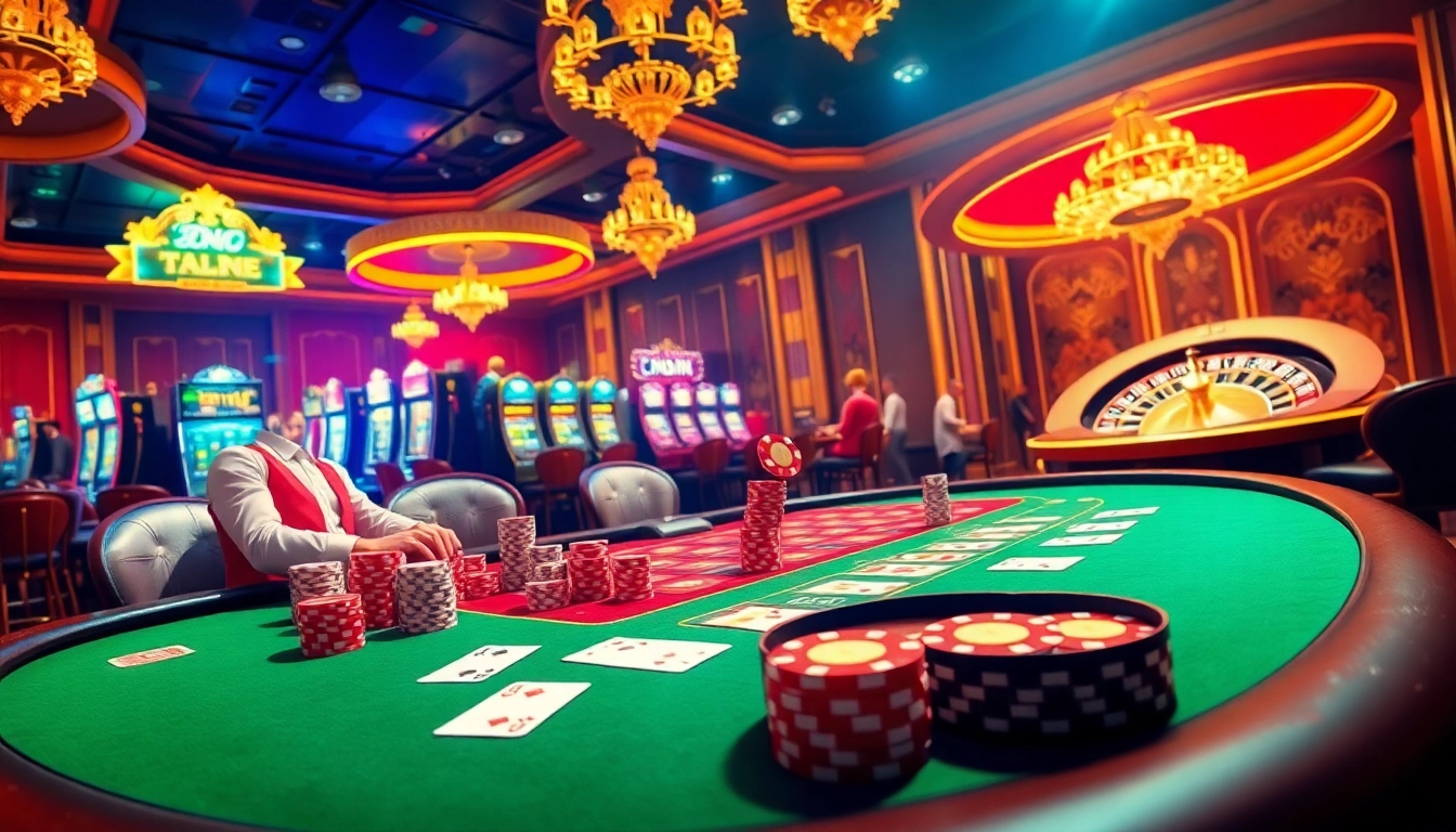 Experience the excitement of gambling at https://88i8i.net/ with vibrant poker tables and spinning roulette wheels, capturing action and luxury.