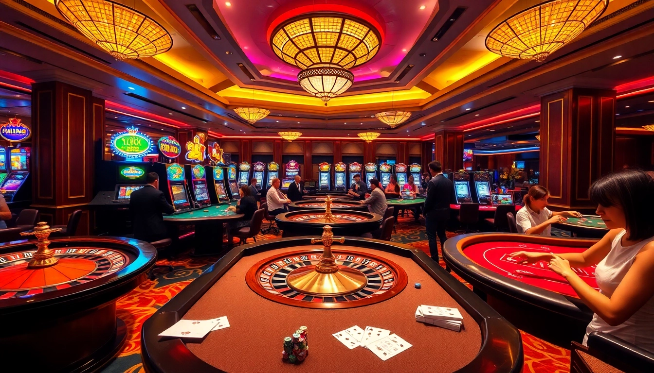 Experience the thrill of gaming at king88b.us.com with people playing casino games and betting fervently.