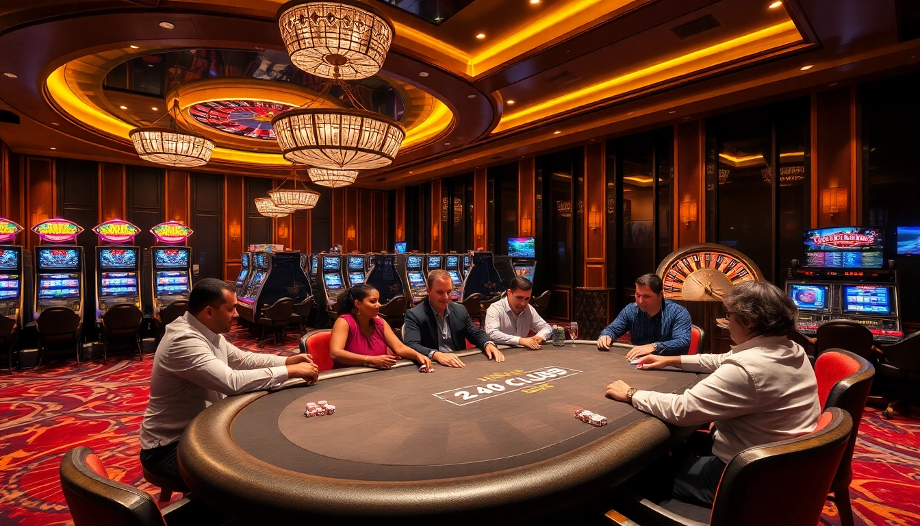 Người chơi thưởng thức poker cược cao tại casino 24kclub trong không gian chơi game sống động.